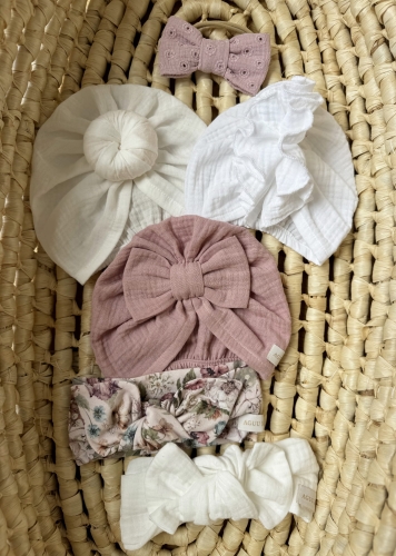 Zestaw turbanów i opasek dla dziewczynki newborn4