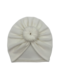 Jesienny turban donut welur pastelowy ecru