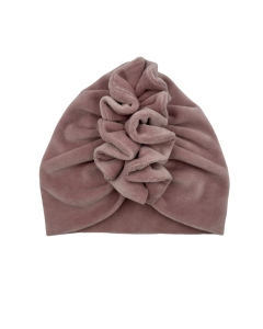 Podwójny turban falbanka welur brudny róż 