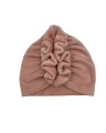 Podwójny turban falbanka welur pastelowy róż