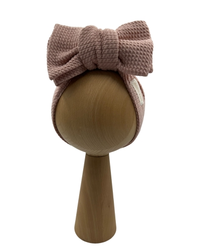 Opaska sweet big bow mini warkocz pastelowy róż