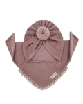 Zestaw jesienny, welurowy turban donut + chusta brudny róż