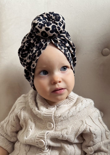 Hit jesieni turban donut panterka/cętki na beżu prążek