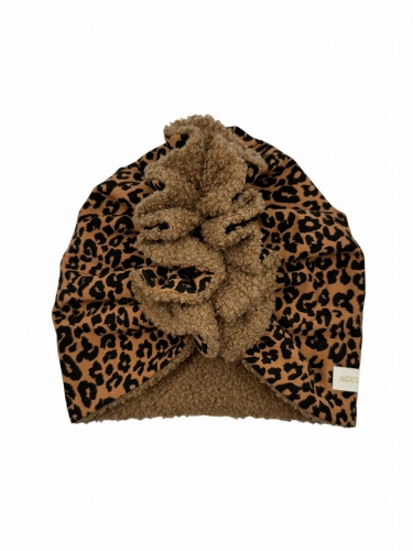 Turban jesienny panterkowa owieczka boho karmel
