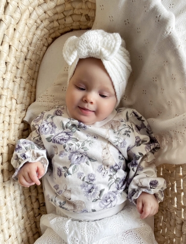 Jesienny turban swetrowy supeł warkocz ecru