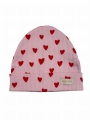 Czapka różowa w serduszka prążek dla dziewczynki