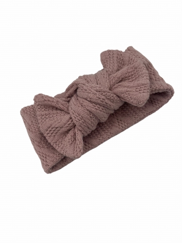 Sweterkowa opaska BIG bow brudny róż babygirl