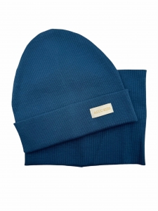 Zestaw czapka+komin prążek jeans dla dzieci 