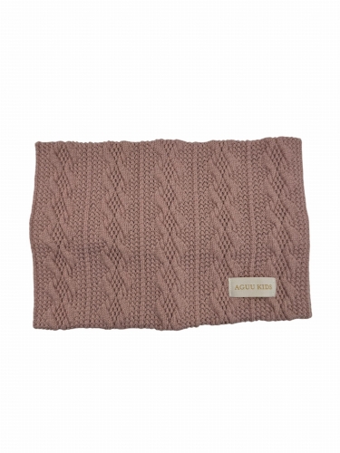 Sweterkowy, podwójny komin warkocz brudny róż