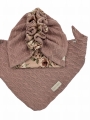 Sweterkowy zestaw turban falbanka + chusta brudny róż