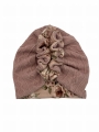Sweterkowy turban falbanka z kwiatowym motywem