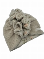 Zestaw turban falbanka baranek beżowy + kwiatowy wzór