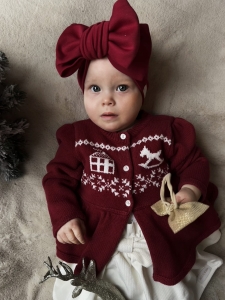 Świąteczna opaska duża kokarda bordo