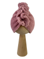 Zimowy zestaw baranek turban + komin brudny róż