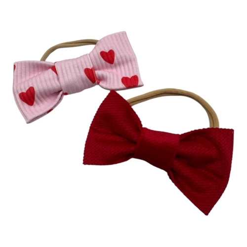 Zestaw kokardek dla niemowląt czerwone serduszka walentynki