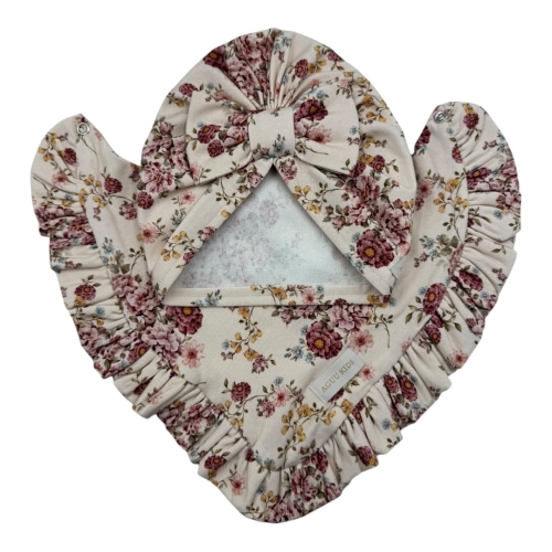 Wiosenny zestaw turban + chusta falbanka kwiatowy wzór