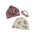 Zestaw niemowlęcy na prezent turban + czapeczka newborn4