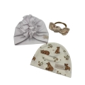 Czapka niemowlęca zestaw turban/czapeczka/opaska newborn5