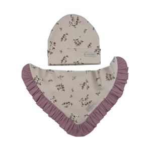 Zestaw dla dziewczynki czapka + chusta z ozdobną falbanką