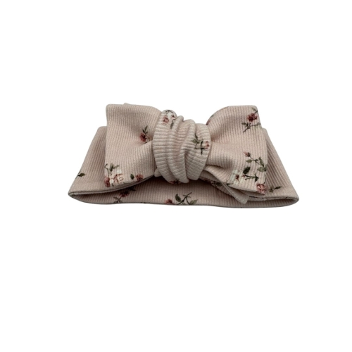 Opaska duża kokarda drobne różyczki na różu