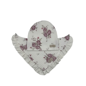 Komplet dla dziewczynki piwonie czapka+chusta