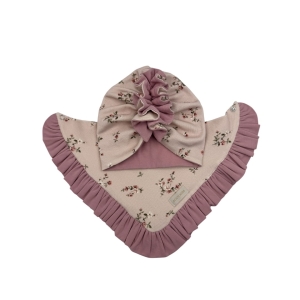 Komplet turban falbanka rose róż + chusta