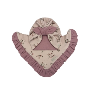 Komplet turban supełek drobne róże + chusta dla dziewczynki