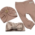 Zestaw dla niemowlaka spodenki, turban, opaska