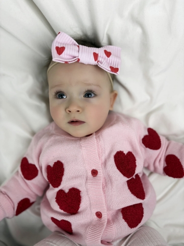 Opaska dla niemowlaka walentynki czerwone serca