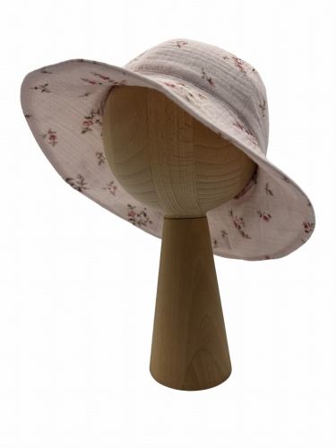 Kapelusz na lato drobne różyczki 100% muślin bawełniany