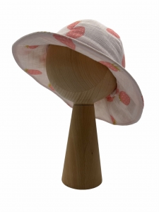 Muślin z lnem kapelusz w truskawki na lato dla dziewczynki 