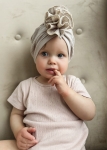 Muślinowy turban falbanka beżowy dla dziewczynki 