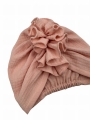 Muślinowy turban falbanka jasny róż dla dziewczynki na lato