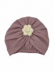 Muślinowy turban z ręcznie robionym kwiatem brudny róż 