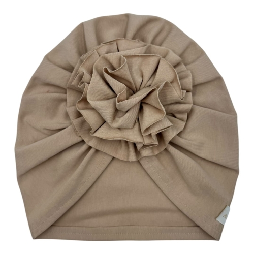 Bawełniany turban kwiat na lato w kolorze beżowym