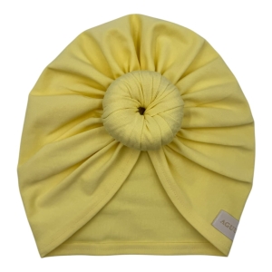 Żółty turban donut na lato dla dziewczynki