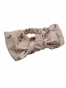 Muślinowa opaska róże na różu dla dziewczynki na lato 