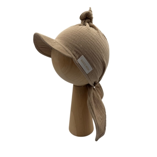 Muślinowa chusta z daszkiem w kolorze cappuccino