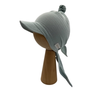 Muślinowa chusta z daszkiem wiązana kolor szałwiowy