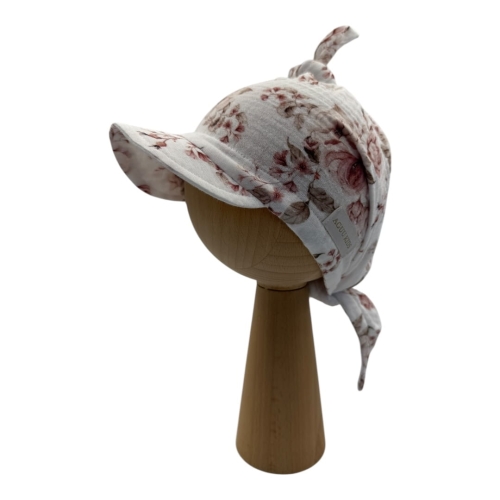 Wiązana chusta z daszkiem kwiaty na ecru newbie