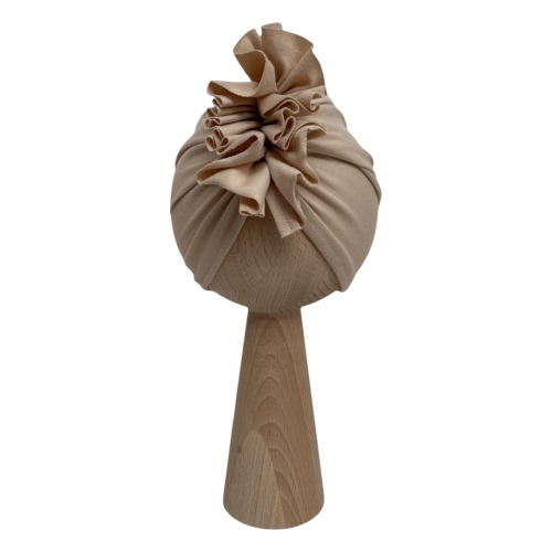 Turban falbanka z cienkiego jerseyu idealny na lato beżowy