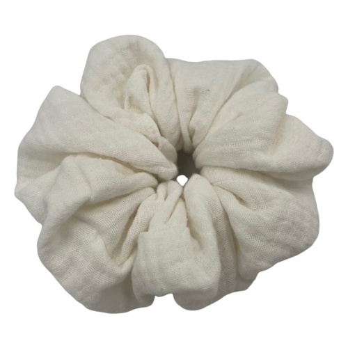 Gumka do włosów z naturalnego muślinu ecru
