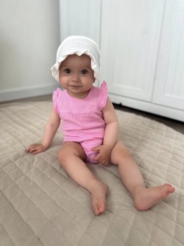 Muślin z lnem w kolorze ecru opaska bandana na lato