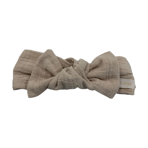 Muślinowa opaska z lnem w kolorze beżowym