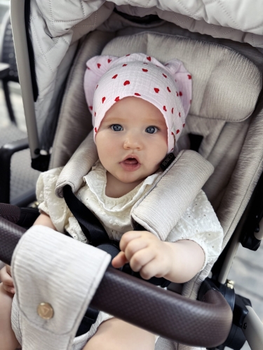 Bandanka opaska z muślinu serduszka na różu hit lata