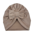 Turban dla dziewczynki kokarda welurowa beżowy