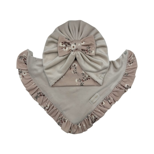 Jesienny zestaw turban kokarda+chusta welurowa