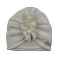 Jesienny turban falbanka z weluru śmietankowa biel