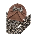 Jesienny zestaw turban kokarda +chusta z motywem panterki