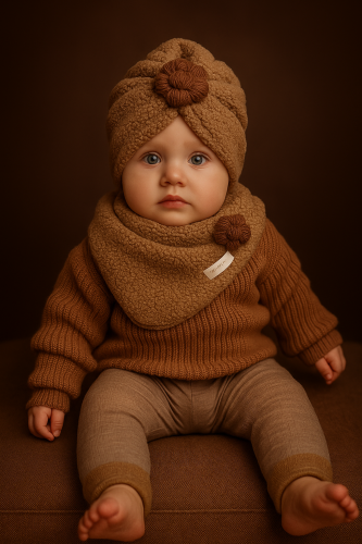 Zestaw turban kwiat + chusta toffi babygirl